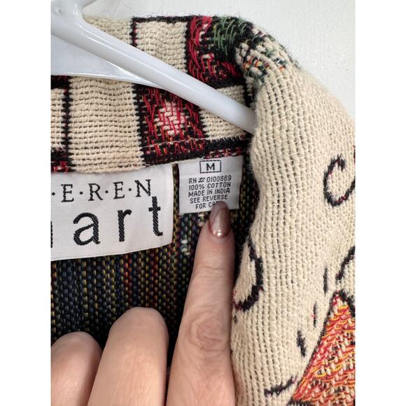 Vintage Keren Hart Tapestry Christmas Holiday Sweater Jacket - Picture 4 of 6